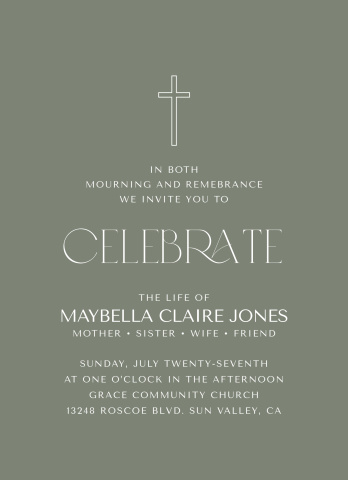 Modern Cross Celebration Of Life