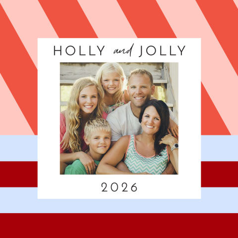 Holly Jolly Modern Stripes Bamboo Ornament