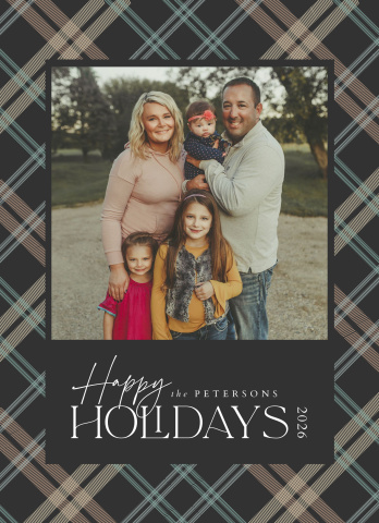 Stacked Happy Holidays Plaid Acrylic Block