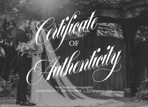 Luxury Marketing Certificate Of Authenticity