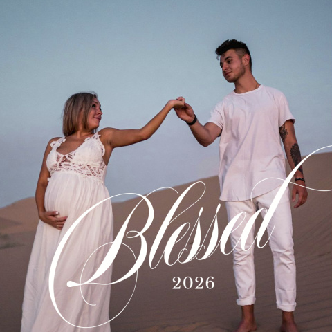 Curly Script Blessed Acrylic Ornament